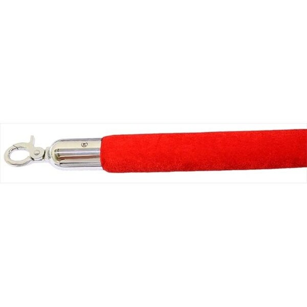Vic Crowd Control Inc VIP Crowd Control 1651 72 in. Velour Rope with Mirror Closable Hook - Red - 1651