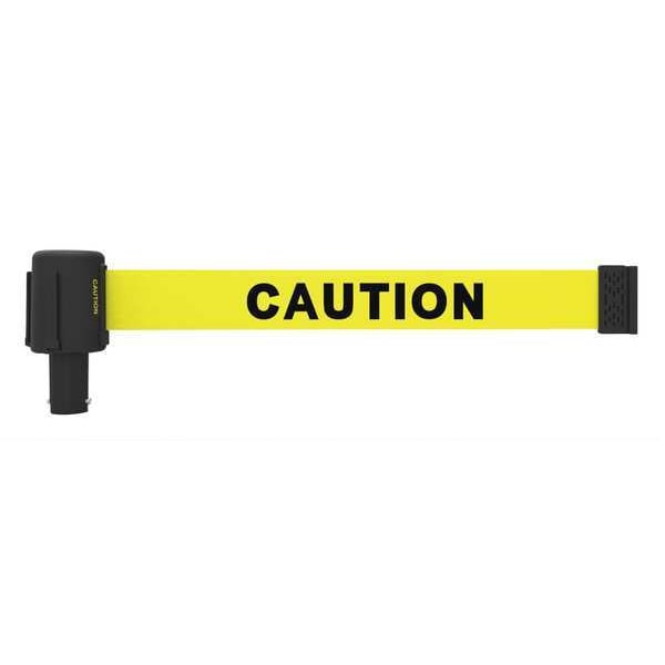 Banner Stakes Retractable Belt Barrier, Yellow, 15 ft Length, Caution - PL4106