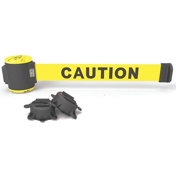 Banner Stakes Magnetic Belt Barrier, 30ft L, Caution, Ylw - MH5001