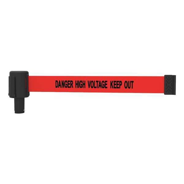 Banner Stakes Barrier Post with Belt, Red, 15 ft Length, 22 in to 42 in Adjustable Post Height - PL4096