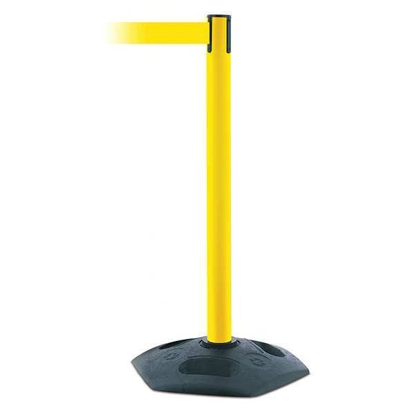 Tensabarrier Barrier Post with Belt, Black, 13 ft Length, 38 in Post Height, No Legend - 886-35-MAX-NO-Y5X-C