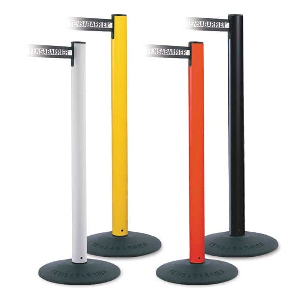 Tensabarrier Barrier Post with Belt, 7 1/2 ft Length, 38 in Post Height, No Legend - 875-33-STD-NO-G6X-C