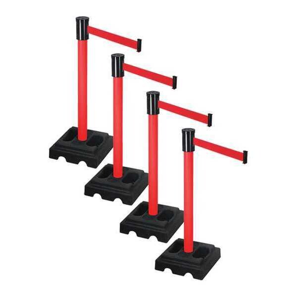 Retracta-Belt Barrier Systems, Red, 15 ft Length, 37 in Post Height - PSBA322PRD-RD
