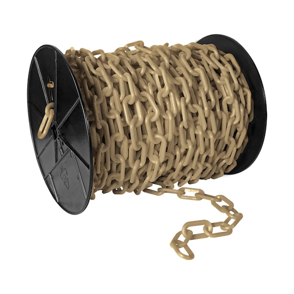 Mr. Chain 2" x 125' Army Tan Plastic Safety Chain - Reel - 50155