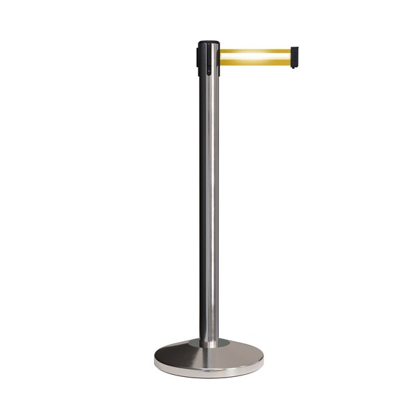 Montour Line Stanchion Belt Barrier Pol.Steel Post 13ft. Y Ref. Belt - ES400-PS-YRH-130