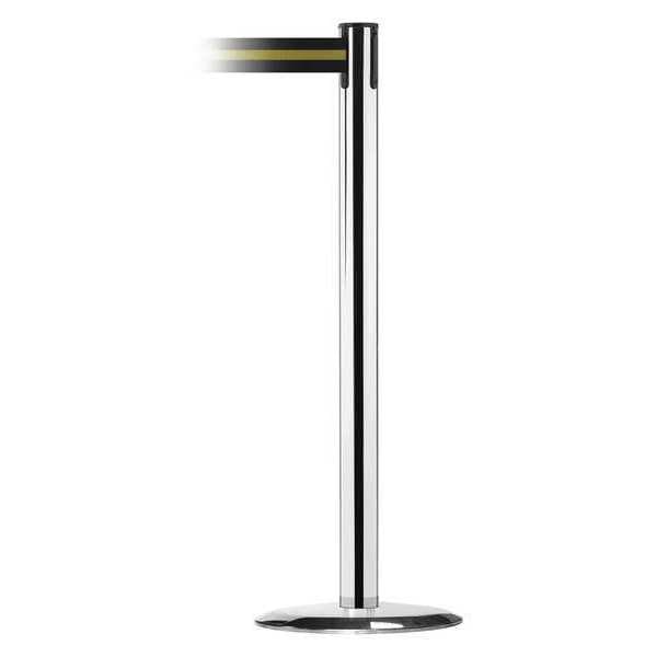 Tensabarrier Barrier Post with Belt, 7 1/2 ft Length, 38 in Post Height, No Legend, Polished chrome - 889U-1P-1P-STD-NO-S4X-C