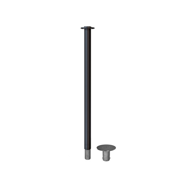Montour Line Stanchion Post and Rope Removable Base Black Post Flat Top - SP400R-FL-BK