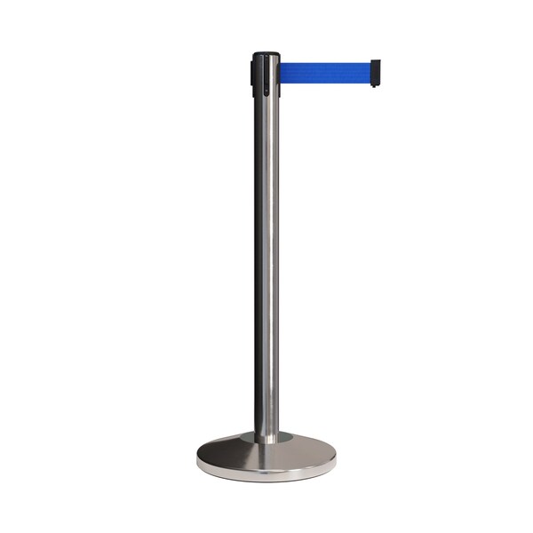 Montour Line Stanchion Belt Barrier Pol.Steel Post 13ft. Blue Belt - ES400-PS-BL-130