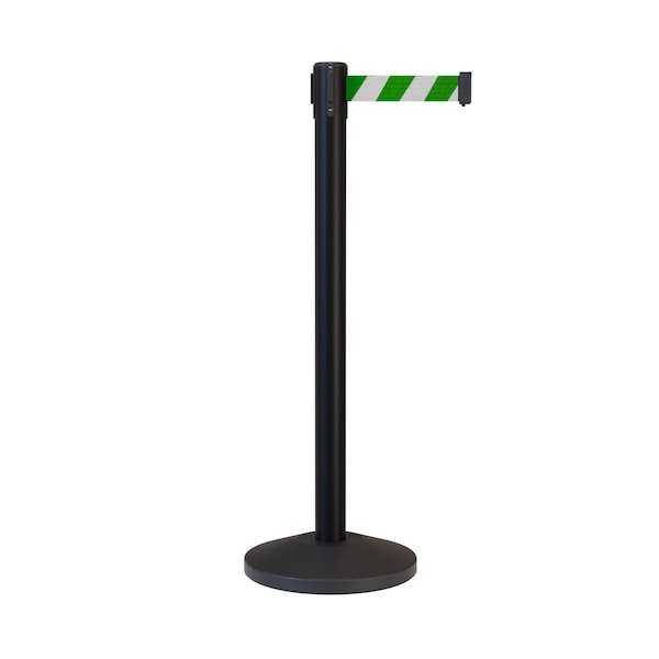 Montour Line Stanchion Belt Barrier Black Post 13ft. Grn/Wh Belt - ES400-BK-GWD-130