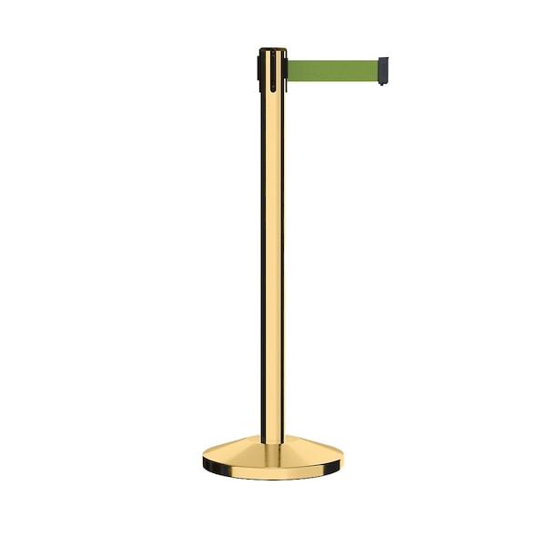 Montour Line Stanchion Belt Barrier Pol.Brass Post 7.5ftOlive Belt - ES400-PB-OL-CCW-75
