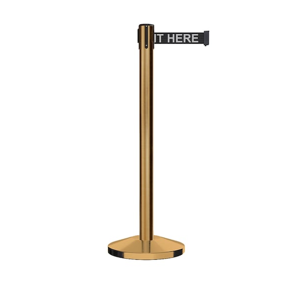 Montour Line Stanchion Belt Barrier Sat.Brass Post 11ft. Wait.Belt - ES400-SB-PLEAWBW-110