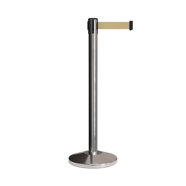 Montour Line Stanchion Belt Barrier Pol.Steel Post 11ft. Lt BrwnBelt - ES400-PS-LBN-110