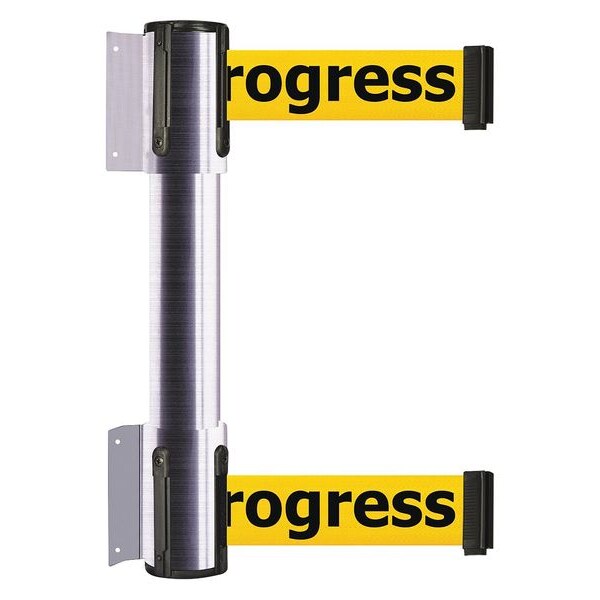 Tensabarrier Belt Barrier, Satin Chrome, 7 1/2 ft Length, 16 1/2 in Post Height, Cleaning in Progress - 896T2-1S-STD-YCX-C