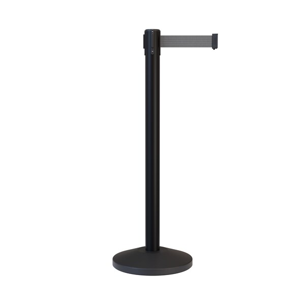 Montour Line Stanchion Belt Barrier Black Post 11ft. Dk Gry Belt - ES400-BK-DGY-110
