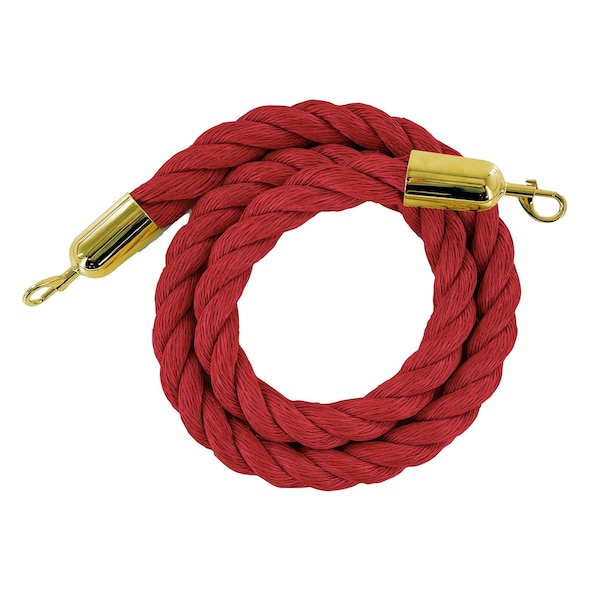 Montour Line Twisted Polyprop.Rope Red With Pol.Brass Snap Ends 8ft.Cotton Core - PPR150-80-RD-SE-PB