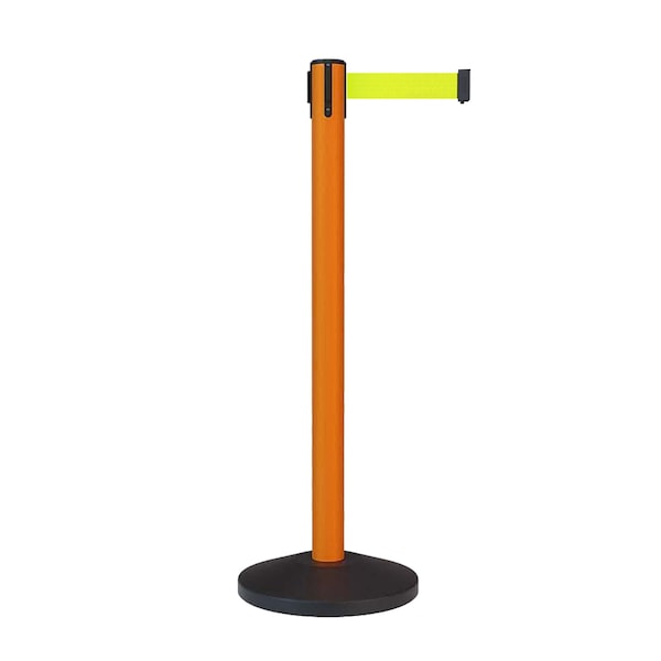 Montour Line Stanchion Belt Barrier Orange Post 7.5ftFl. Yellow Belt - ES400-OR-FYW-75