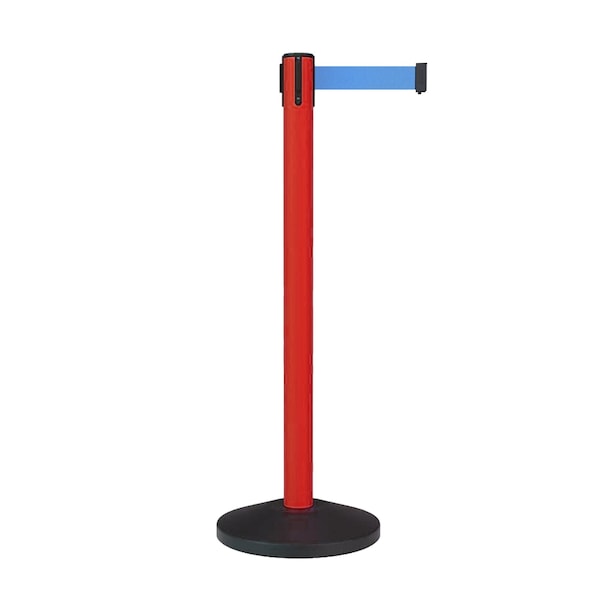 Montour Line Stanchion Belt Barrier Red Post 11ft. Light Blue Belt - ES400-RD-LBL-110