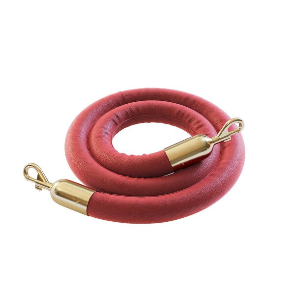 Montour Line Naugahyde Rope Red With Pol.Brass Snap Ends 10ft.Cotton Core - PNR150-100-RD-SE-PB