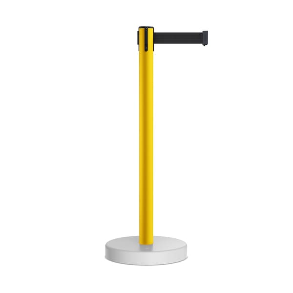 Montour Line Stanchion Belt Barrier WaterFillable Base Yellow Post 7.5ftBlack Belt - P400WF-YW-BK-75