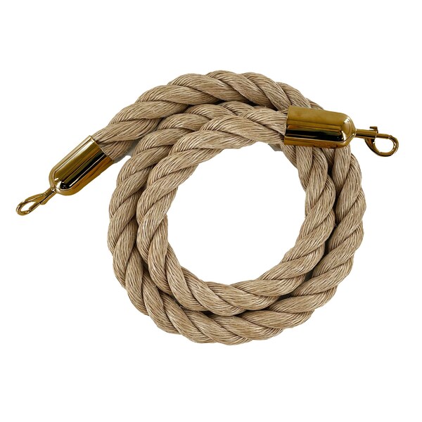 Montour Line Twisted Polyprop.Rope Hemp With Satin Brass Snap Ends 10ft.Cotton Core - PPR150-100-HP-SE-SB