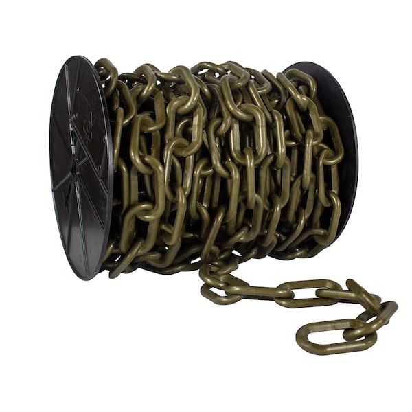 Mr. Chain 3" x 60' Khaki Gold Plastic Safety Chain - Reel - 80107