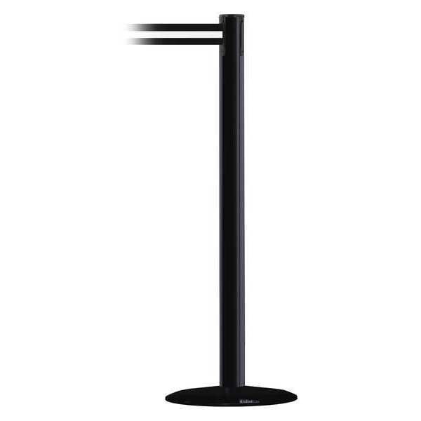 Tensabarrier Barrier Post with Belt, Black, 13 ft Length, 38 in Post Height, No Legend - 889B-33-33-MAX-NO-S3X-C