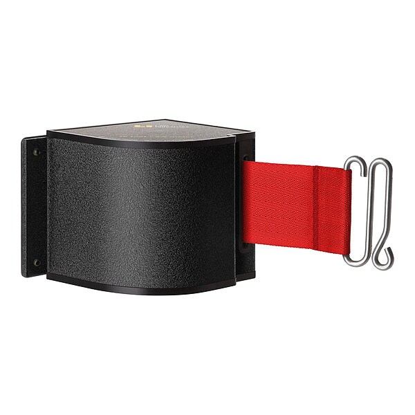 Lavi Industries Warehouse Quick Mount Retractable Belt Barrier, Black, 18 ft Length, No Legend, Wrinkle - 50-3016M/WB/18/RD