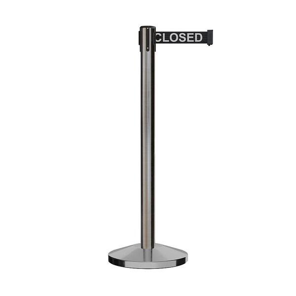 Montour Line Stanchion Belt Barrier Sat.Steel Post 13ft. Line.Belt - ES400-SS-THISLBW-130