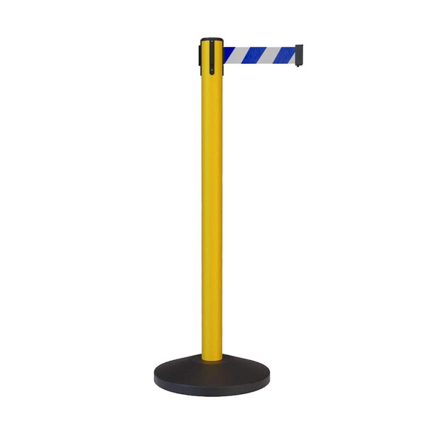 Montour Line Stanchion Belt Barrier Yellow Post 13ft.Blue/White Belt - ES400-YW-BWD-130