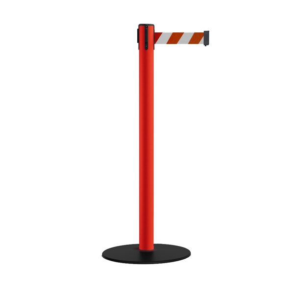 Montour Line Stanchion Belt Barrier Red Post Low Base 13ft. Red/White Belt - S400-RD-RWD-130