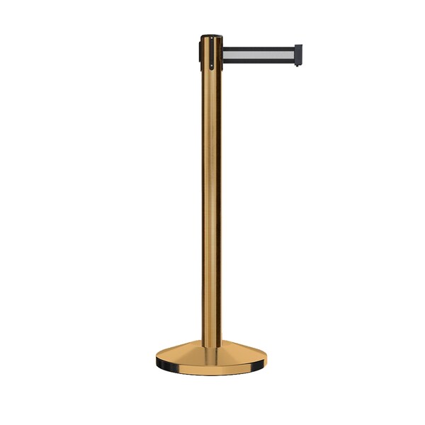 Montour Line Stanchion Belt Barrier Sat.Brass Post 11ft. Bk/W H Belt - ES400-SB-BWH-110