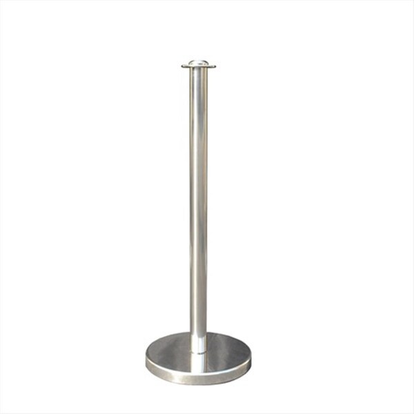 Vic Crowd Control 12 in. Flat Base Economy Mirror Stainless Steel Post with Flat Post Ring - 1600
