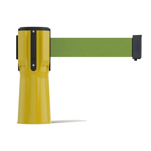 Montour Line Retractable Belt Barrier Cone Mount Yellow Case 7.5ftOlive Belt - CP100-YW-OL-75
