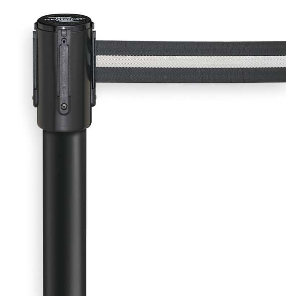 Tensabarrier Barrier Post with Belt, Black/White Stripe, 7 1/2 ft Length, 38 in Post Height, No Legend - 890B-33-33-33-STD-NO-S3X-C