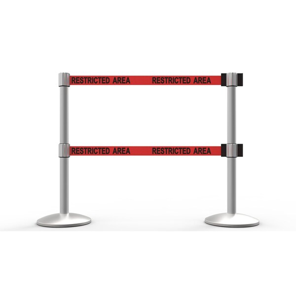 Banner Stakes Retractable Belt Barrier, Red, 7 ft Length, Matte - AL6205M-D