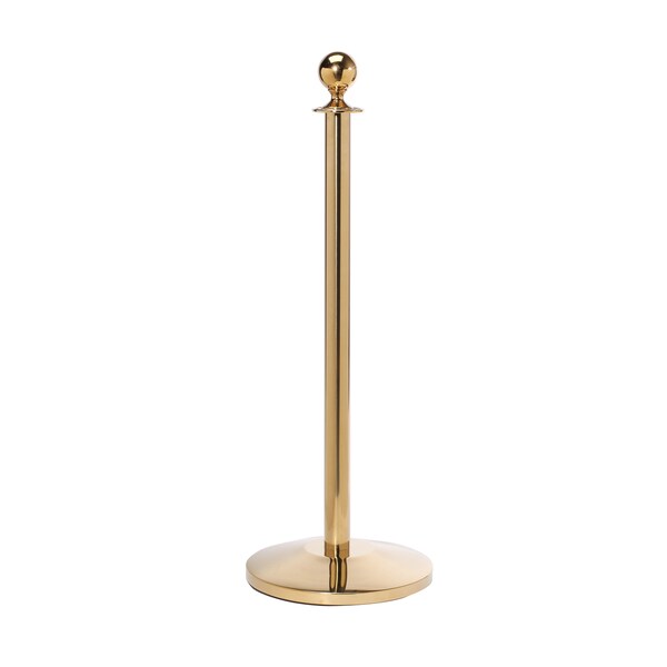 Queue Solutions RopeMaster 351, Crown Top, Sloped Base, Satin Brass Finish - PRB351-SB