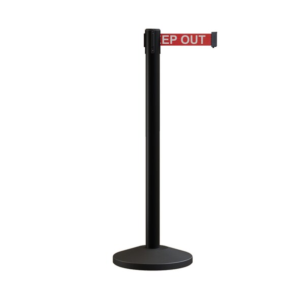 Montour Line Stanchion Belt Barrier Black Post 9ft. RDang.Belt - ES400C-BK-DANGERW-90