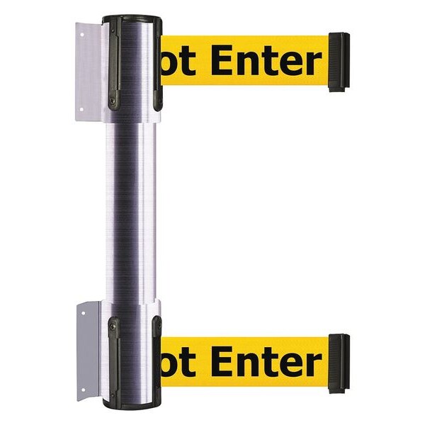 Tensabarrier Belt Barrier, Satin Chrome, 13 ft Length, 16 1/2 in Post Height, Caution Do Not Enter - 896T2-1S-MAX-YAX-C