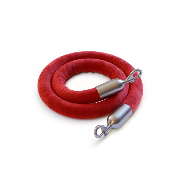 Montour Line Velvet Rope Red With Satin Stainless Snap Ends 8ft.Cotton Core - PVR150-80-RD-SE-SS