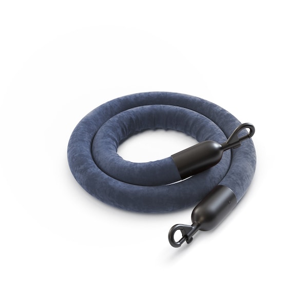 Montour Line Velvet Rope Grey With Black Snap Ends 6ft.Cotton Core - PVR150-60-GY-SE-BK