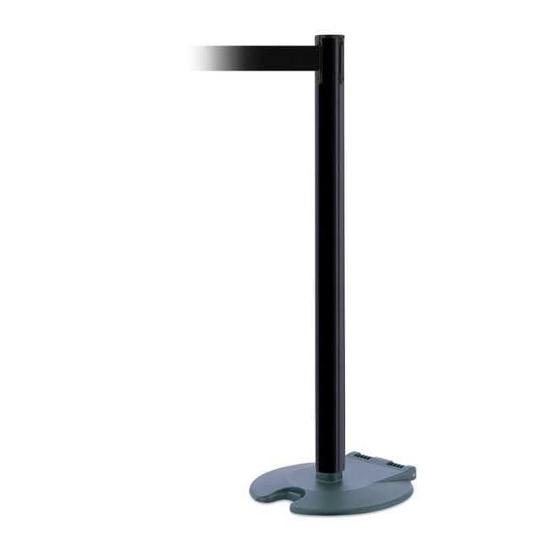Tensabarrier Barrier Post with Belt, 7 1/2 ft Length, 38 in Post Height, No Legend, Black Wrinkle - RB1-89-33-STD-NO-B9X-C
