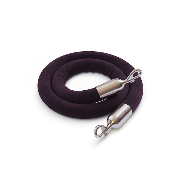 Montour Line Velvet Rope Purple With Pol. Steel Snap Ends 6ft.Cotton Core - PVR150-60-PE-SE-PS