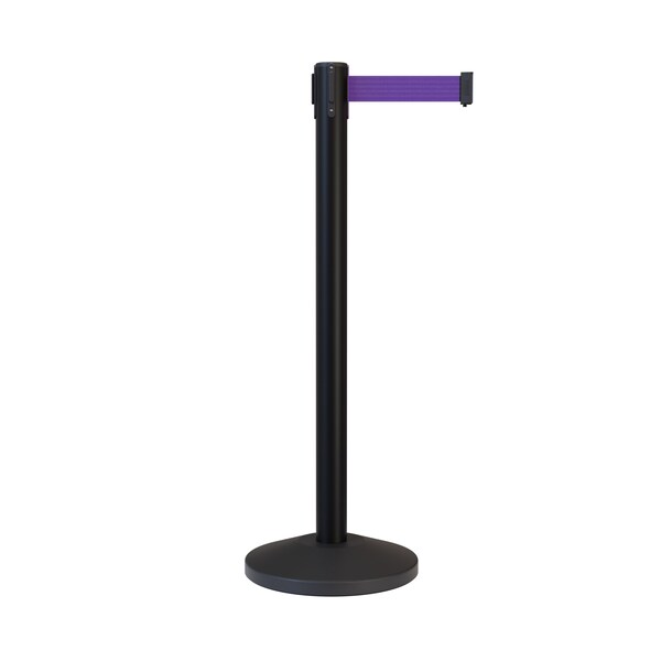 Montour Line Stanchion Belt Barrier Black Post 11ft. Purple Belt - ES400-BK-PE-110