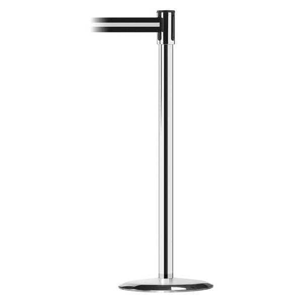 Tensabarrier Barrier Post with Belt, Chrome, 7 1/2 ft Length, 38 in Post Height, No Legend - 890U-1P-1P-1P-STD-NO-S3X-C