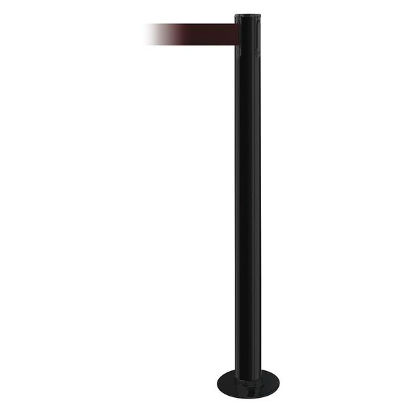 Tensabarrier Barrier Post with Belt, Black, 13 ft Length, 36 1/2 in Post Height, No Legend - 889F-33-33-MAX-NO-R7X-C