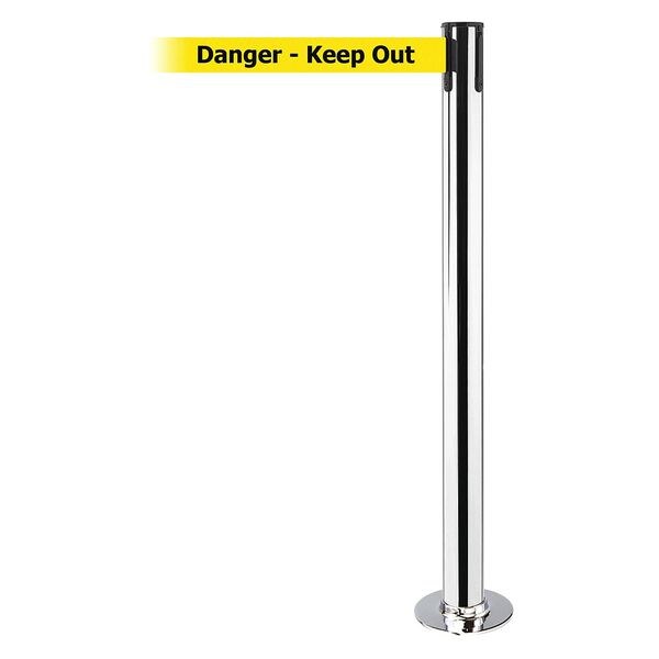 Tensabarrier Barrier Post with Belt, 13 ft Length, 36 1/2 in Post Height, Danger Keep Out - 889F-3P-3P-MAX-NO-YDX-C