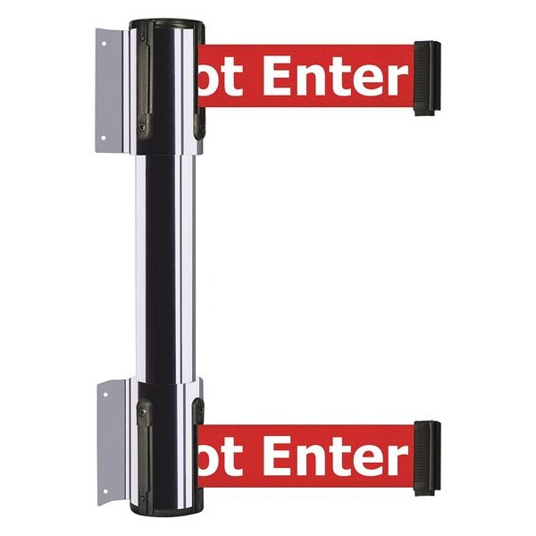 Tensabarrier Belt Barrier, Polished Chrome, 7 1/2 ft Length, 16 1/2 in Post Height, Caution Do Not Enter - 896T2-1P-STD-RGX-C