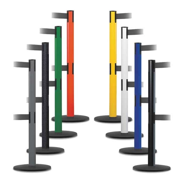Tensabarrier Barrier Post with Belt, 7 1/2 ft Length, 38 in Post Height, Caution Do Not Enter - 889T2B-33-23-STD-NO-YAX-C
