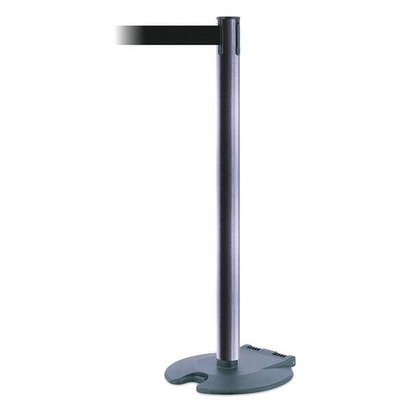 Tensabarrier Barrier Post with Belt, Black, 7 1/2 ft Length, 38 in Post Height, No Legend - RB1-73-73-STD-NO-B9X-C