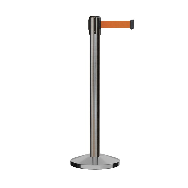 Montour Line Stanchion Belt Barrier Sat.Steel Post 14ft. Orange Belt - ES660-SS-OR-140